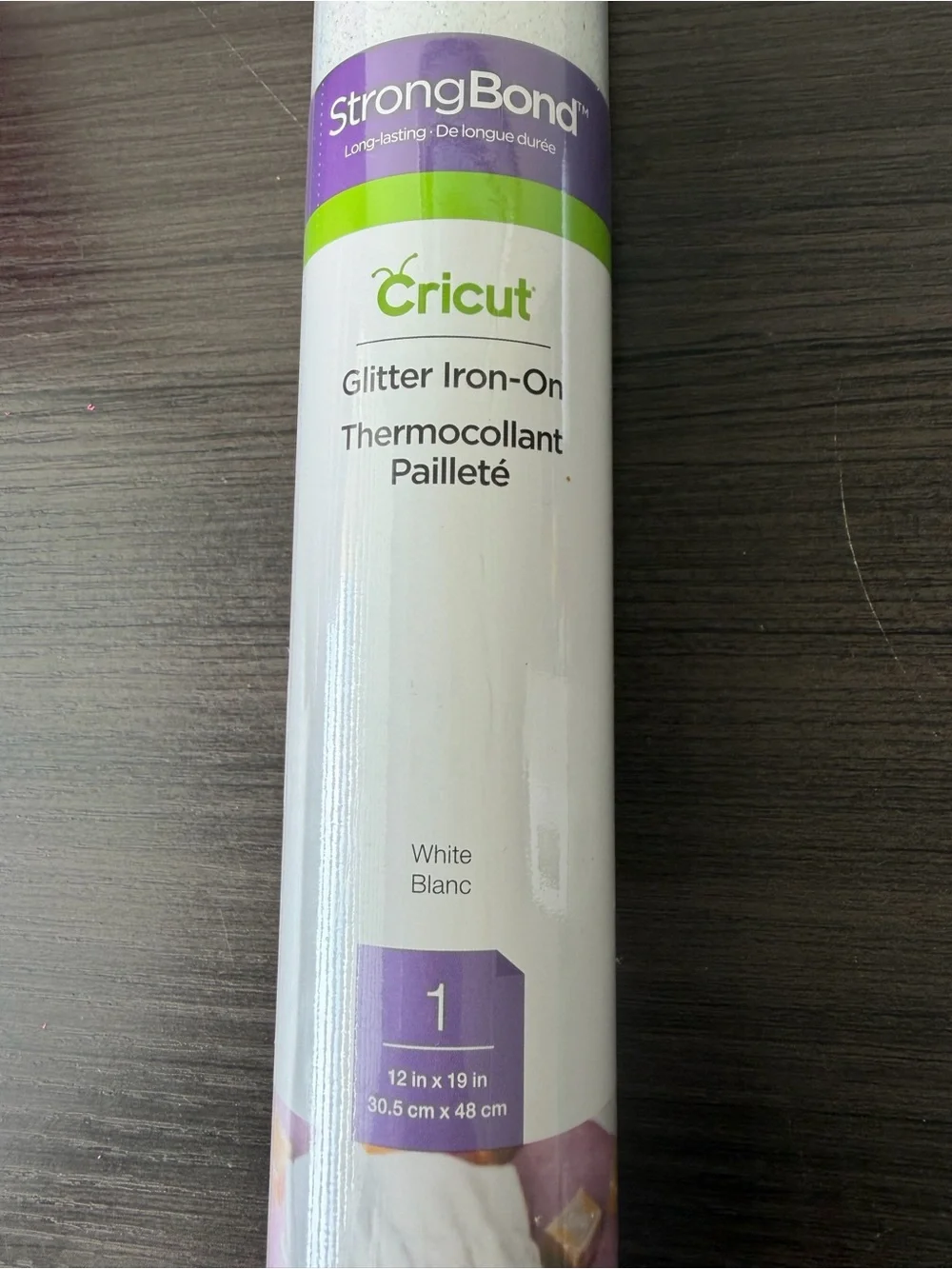Cricut StrongBond Glitter Iron-On Heat Transfer Vinyl Sheet White 12 x 19 in